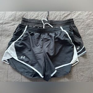 Under Armour and ASICS Black Athletic Shorts - 2 pairs